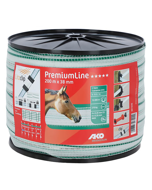 Elband PremiumLine 38mm - 200 m Vit/Grön