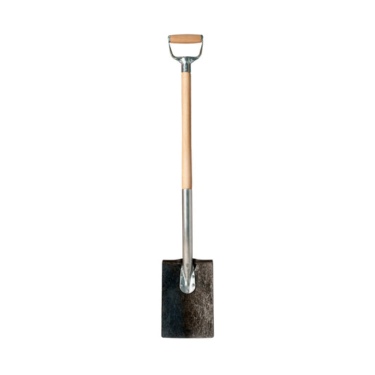 Trädgårdsspade SJ81 med askskaft, D-trähandtag och tvärt blad i härdat svenskt stål